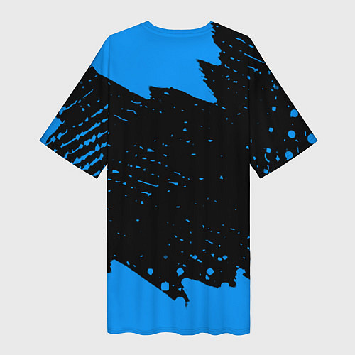 Женская длинная футболка Schalke 04 fc blue color / 3D-принт – фото 2