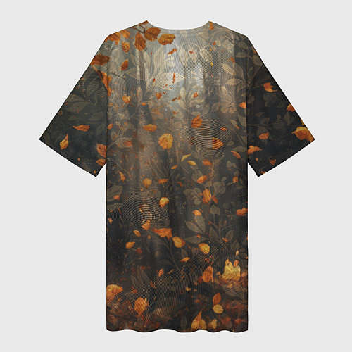 Женская длинная футболка Довольный лис в лесной чаще / 3D-принт – фото 2