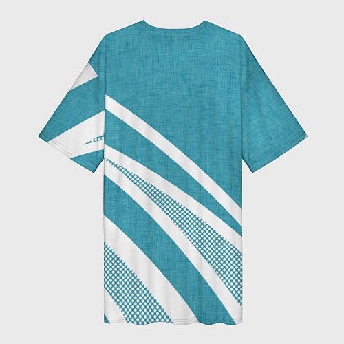 Женская длинная футболка Бело-голубой абстракция с полосами / 3D-принт – фото 2