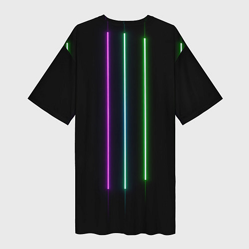 Женская длинная футболка Neon stripes / 3D-принт – фото 2