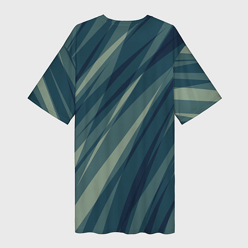 Женская длинная футболка Зеленовато-синий полосы / 3D-принт – фото 2