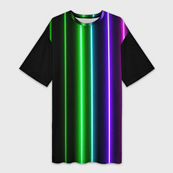 Женская длинная футболка Neon lines