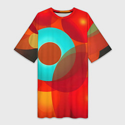 Футболка женская длинная Оптическая абстракция с кругами, цвет: 3D-принт