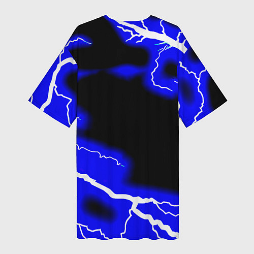 Женская длинная футболка Quake молнии шторм / 3D-принт – фото 2