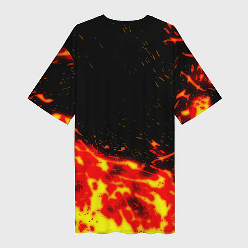 Женская длинная футболка Doom огненное лого / 3D-принт – фото 2
