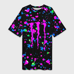 Женская длинная футболка Monster energy неоновые краски