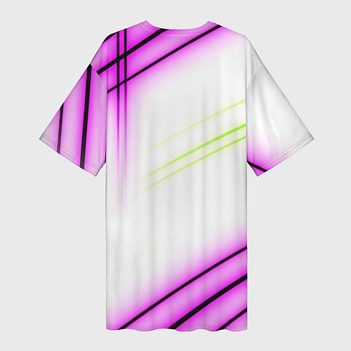 Женская длинная футболка Green white pink line / 3D-принт – фото 2