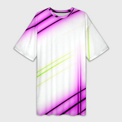 Женская длинная футболка Green white pink line