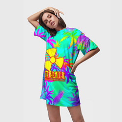 Футболка женская длинная Stalker тропики из гта, цвет: 3D-принт — фото 2