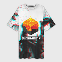 Футболка женская длинная Minecraft glitch, цвет: 3D-принт