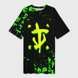 Женская длинная футболка Doom x fallout кислотное лого