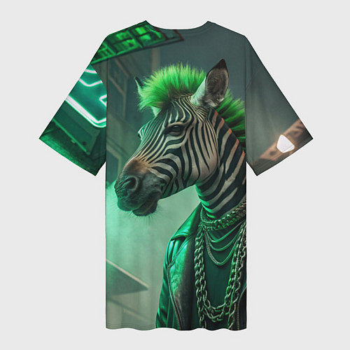 Женская длинная футболка Cyperpunk zebra / 3D-принт – фото 2