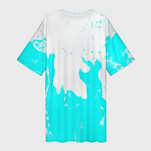 Женская длинная футболка Голубой огонь текстура / 3D-принт – фото 2