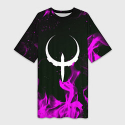 Футболка женская длинная Quake fire neon, цвет: 3D-принт