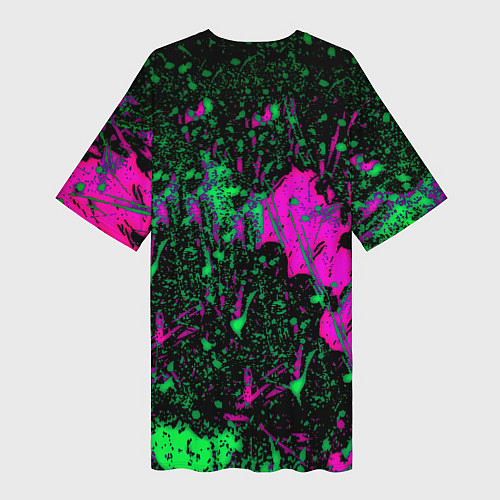 Женская длинная футболка Sum 41 неоновые краски / 3D-принт – фото 2