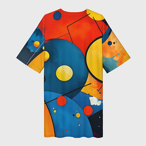Женская длинная футболка Динамичный красочный паттерн / 3D-принт – фото 2