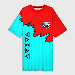 Женская длинная футболка Ведьмак краски логотип