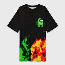 Женская длинная футболка Амонг ас огненная текстура