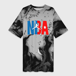 Женская длинная футболка NASA неоновый огонь