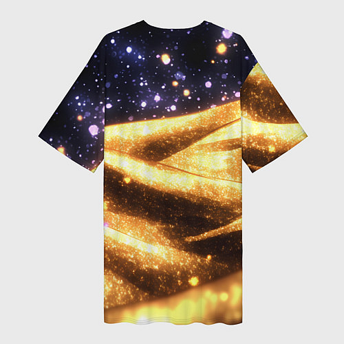 Женская длинная футболка Золотая текстура и синее небо / 3D-принт – фото 2