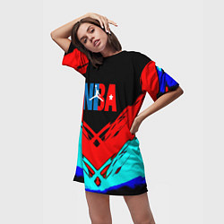Футболка женская длинная NBA краски геометрия, цвет: 3D-принт — фото 2
