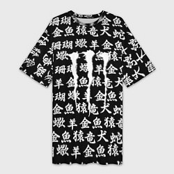 Женская длинная футболка Monster energy japan pattern