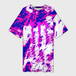 Футболка женская длинная Monster energy краски гранж, цвет: 3D-принт