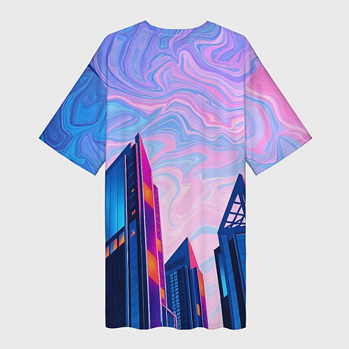 Женская длинная футболка Абстракция с небоскребами / 3D-принт – фото 2