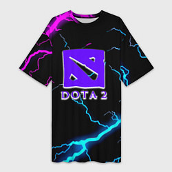 Футболка женская длинная Dota неоновый шторм, цвет: 3D-принт