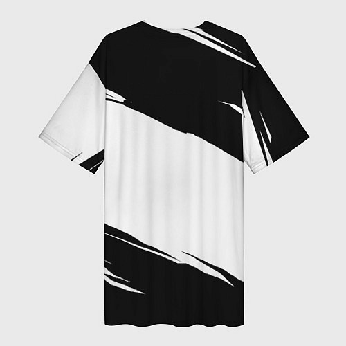 Женская длинная футболка PUBG черно белые краски / 3D-принт – фото 2