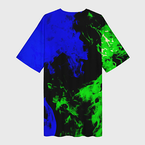 Женская длинная футболка Monster energy кислотный огонь / 3D-принт – фото 2