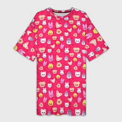 Футболка женская длинная Skzoo pattern pink, цвет: 3D-принт