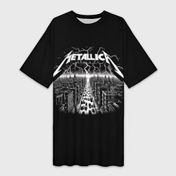 Футболка женская длинная Metallica - lightnings in metropolis, цвет: 3D-принт