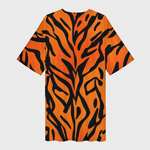 Женская длинная футболка Тигровый огненный паттерн / 3D-принт – фото 2