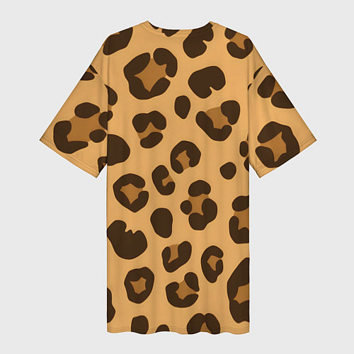 Женская длинная футболка Коричневые пятна леопарда / 3D-принт – фото 2