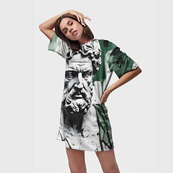 Футболка женская длинная Зарисовка античной статуи, цвет: 3D-принт — фото 2