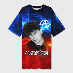 Футболка женская длинная Сектор газа молнии на фоне, цвет: 3D-принт