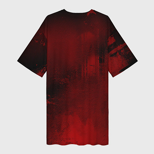 Женская длинная футболка Сектор газа красный фон / 3D-принт – фото 2