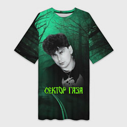 Футболка женская длинная Сектор газа зеленый фон, цвет: 3D-принт