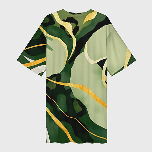 Женская длинная футболка Зеленый природный паттерн / 3D-принт – фото 2
