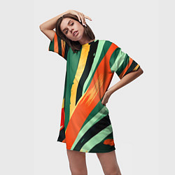 Футболка женская длинная Тропическая жаркая абстракция, цвет: 3D-принт — фото 2