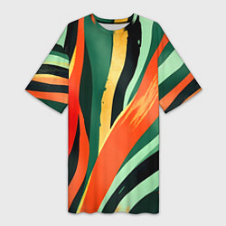 Женская длинная футболка Тропическая жаркая абстракция