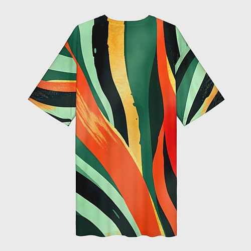 Женская длинная футболка Тропическая жаркая абстракция / 3D-принт – фото 2