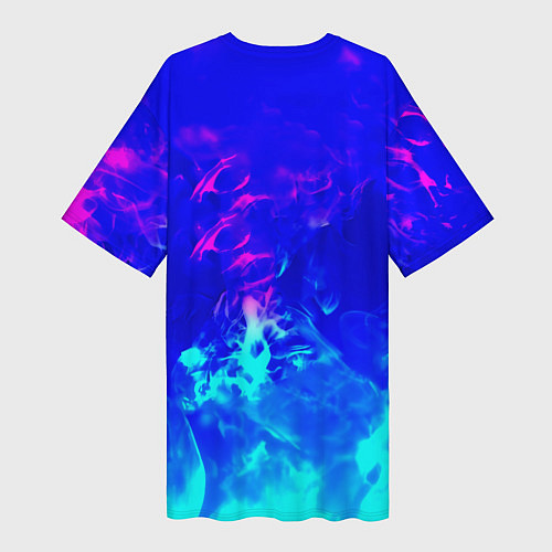 Женская длинная футболка Monster energy дым неоновый / 3D-принт – фото 2