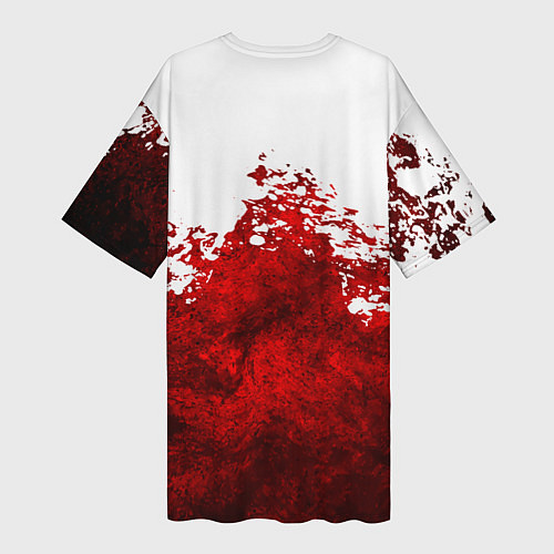 Женская длинная футболка Юрий Хой бело-красный фон / 3D-принт – фото 2