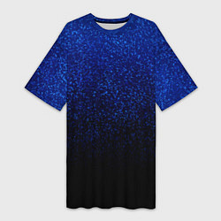 Женская длинная футболка Волшебный чёрно-синий текстура напыление