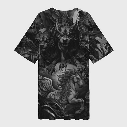 Женская длинная футболка Агата Кристи и мифические существа / 3D-принт – фото 2