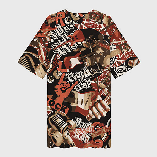 Женская длинная футболка Sum 41 на фоне кролика и гитар / 3D-принт – фото 2