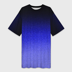 Женская длинная футболка Градиент индиго из чёрно в синий текстура крошка