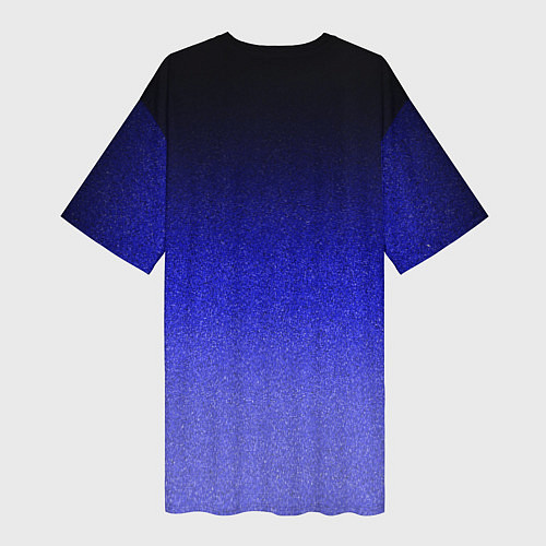 Женская длинная футболка Градиент индиго из чёрно в синий текстура крошка / 3D-принт – фото 2